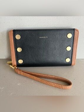 Hammitt Bryant Contrast Trim Continental Wristlet Wallet North End Brushed Gold